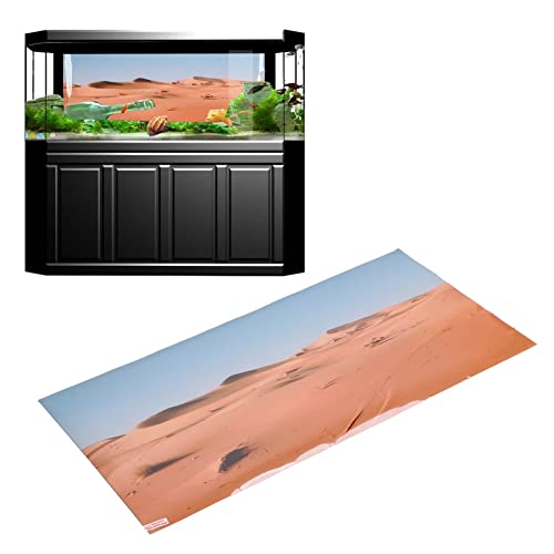 Aquarium Poster PVC Self Adhesive 3D Desert Style Fish Tank Background Decoration, Vivid Underwater Scenery Wallpaper for Freshwater and Saltwater Tanks (91 * 50CM) - size: 91*50CM