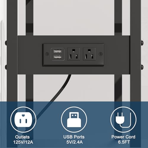 Urban Deco 55-75 Gallon Fish Tank Stand with Power Outlets, 900LBS Capacity Aquarium Stand, Metal Fish Tank Stand Dual-Layer Design Terrarium Stand, Black - color: Black with Outlet, size: 55-75 Gallon