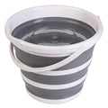Collapsible Bucket, Collapsible Mop Bucket, 10L 2.6 Gallon Car Wash Bucket, Indoor and Outdoor Foldable Portable Bucket with Handle for Windows Cleaning, Camping, Beach, Space Saving, Gray & White
