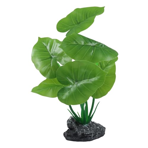 Aquarium Plants Fish Tank Decorations 6.69 Inch Artificial Plastic Plants with Weighted Base, Soft Silk Leaves Realistic Design for Betta Fish Reptile Tank Habitat Decor (Green Type-A) - color: Green Type-a, size: 6.7 in