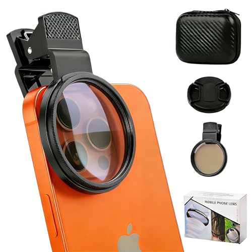 37mm Clip-On CPL Filter Circular Polarizing Lens Kit to Eliminate Glare & Boost Color, Optical Multi-Coated Glass with Universal Clip for Mobile Photography for Android Phone iPhone 6 7 8 9 10 11 12