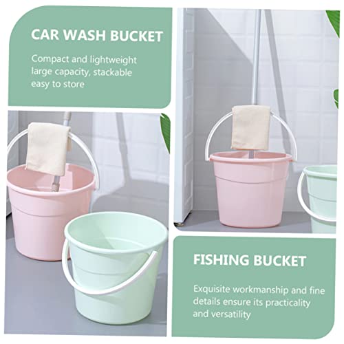 Garneck Heavy-Duty Utility Bucket Water Container for Mopping Storage Bucket Handle for Car Wash - color: Pink