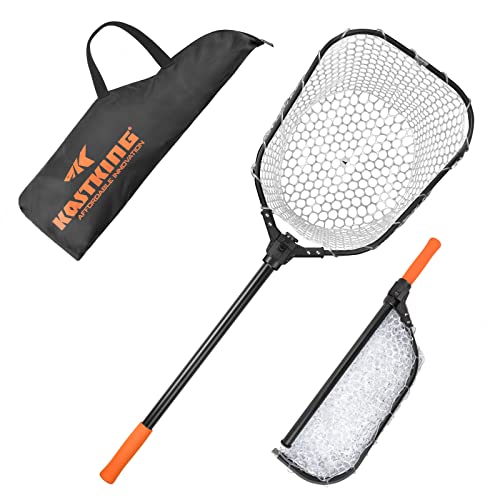 KastKing Brutus Fishing Net, Foldable Extendable Fish Landing Net, Lightweight & Portable Fishing Net with Soft EVA Foam Handle, Holds up to 44lbs/20KG, Fish-Friendly Mesh for a Safe Release - size: 45" Total Length(not extendable), style: Silicone Net