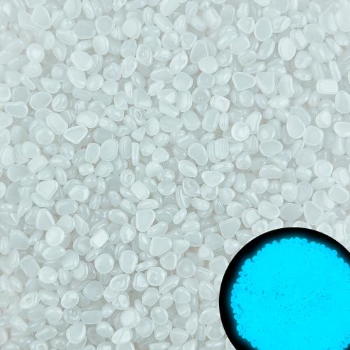 2000pcs 5-8mm White Glow Stones for Outdoors Bulk Outdoor Garden Glow Pebbles Aquarium Luminous Stone for Walkways Driveway Yard Plant Pots - size: 2000, style: White