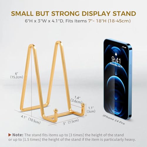 Plate Holder Easel Display Stand - 6 inch Metal Plate Stands for Display - Tabletop Picture Stand - Gold Iron Easels for Display Pictures | Photo Frames | Book | Decorative Plates | Plaque - 2 Pack - size: 6 inch-2
