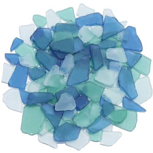 QYGL Sea Glass for Crafts - 14oz Frosted Seaglass Pieces - Vase Filler and Aquarium Ornament, DIY Craft Supplies for Art, Beach Weddings, and Home Decor (Blue, Aqua Green, White) - color: Blue, Aqua Green, White