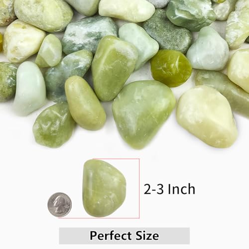 YISZM 20lbs Jade River Rocks for Landscaping, 2-3 Inch Natural Pebbles for Indoor Plants, High Polished Decorative Stones Vase Filler Fish Tank Aquariums Garden Outdoor and Indoor DIY - color: Jade, size: 20 Pounds