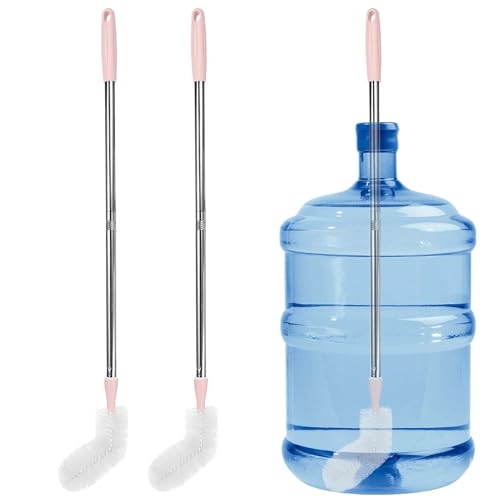Stainless Steel Bucket Brush, 28 inch, 2 Pack, Nylon Bristles, Plastic Handle, Bendable Head, Suitable for 1 to 5 Gallon Buckets