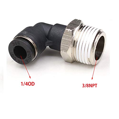 CEKER 3/8 Elbow Male Airlines Push Fittings 90 Degree Push to Connect Fittings Air Fittings, PL 1/4" Tubing Od x 3/8" Npt Thread Pneumatic Push In Connectors Quick Connect Tube Fittings 5Packs - size: 1/4" OD X 3/8" MNPT