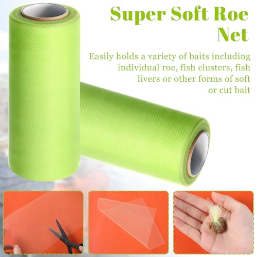 Fishing Soft Spawn Net, 2 Rolls Baits Bags for Fishing Mesh Catfish Bait Holder Bags Spawn Net 5.9'' Wide 72 Ft Spawns Sac Netting Sack Fishings Accessories for Roe Bag Fishings Equipment Tackle