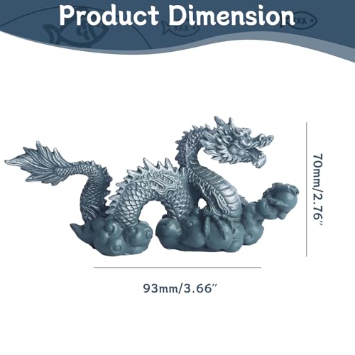 RUIAN Fish Tank Dragon Statue-Chinese Dragon Ornament for Aquarium Decor, Gray Blue Meditating Figurine Safe for Freshwater & Saltwater Tanks(Dragon) - color: Blue