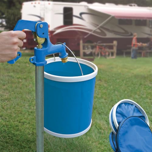 Camco Collapsible Bucket with Storage Case- Durable Pop Up Bucket with Watertight Fabric, Holds 3 Gallons of Water - Great for RVs, Camping, Fishing, Boating, Hiking and More - Blue (42993), Blank Ski - size: 2.00 L x 10.50 W x 10.50 H inches (Pack of 1)