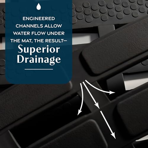 SlipX Solutions Weighted Non Slip Bath Mat for Textured Tub & Shower Surfaces, Patent Pending, Anti Slip Bathtub Safety Without Suction Cups, Doesn’t Float, Works on Tile & Stone 31” x 15”, Black - color: Black