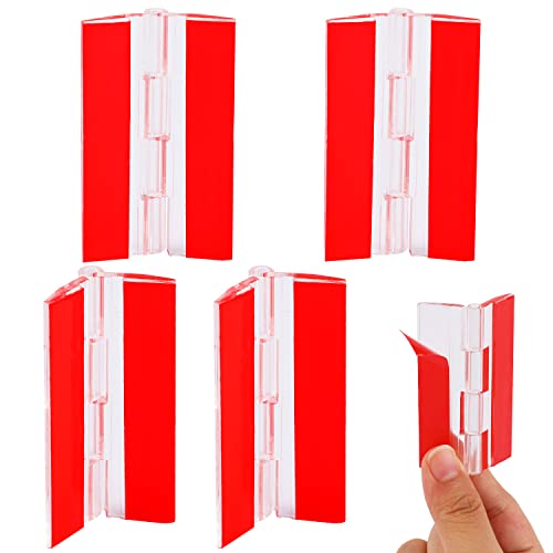 4 Pcs Self-Adhesive Clear Plastic Hinges - Acrylic Continuous Piano Folding Hinges for Crafts, Aquarium Lid, Cabinet, Furniture, Display Stand - 65x40 mm - size: 65 x 40 mm