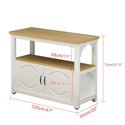 Ornate Aquarium Stand with Storage - Heavy-Duty Fish Tank Base for 30-65 Gallon Tanks, Open Shelf for Decor, Pet Supplies Organizer(White,120x50x70/47x20x27.5") - color: White, size: 120x50x70/47x20x27.5"
