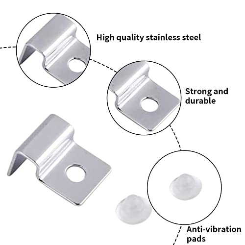 Suxgumoe Aquarium Cover Clips, 4 Pcs 6mm / 8mm / 10mm / 12mm Stainless Steel Fish Tank Glass Cover Clip Support Holder Universal Lid Clips for Rimless Aquariums (8mm) - size: 8mm