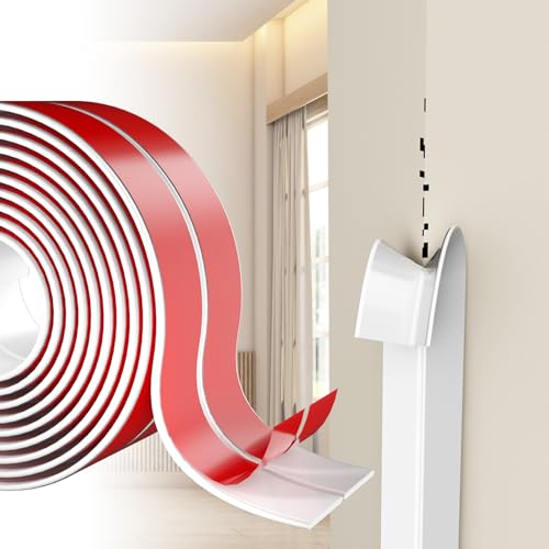 Wall Corner Protector Self-Adhesive Flexible – Durable Rubber, Furniture Edge Guard, Easy to Install, White, Prevents Wall Damage, Ideal for Home or Office Use - size: 0.8in×20ft