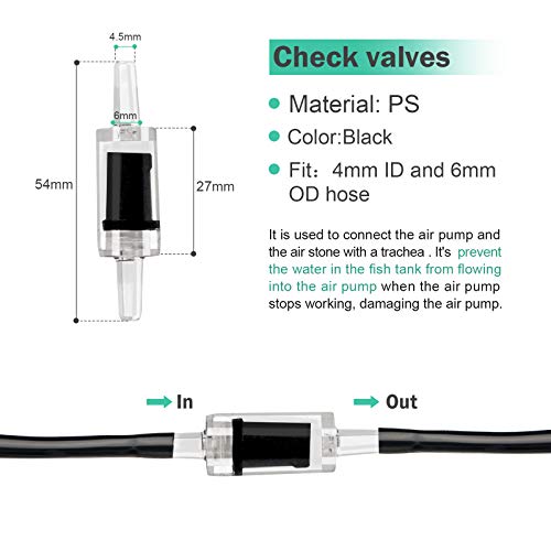 26.6 Feet Black Aquarium Soft Airline Tubing Hose Standard with 4 Air Stones,4 air Value Controller,4 Check Valves, 6 Suction Cups and 16 in Total for I,L,T,Y Shape Connectors