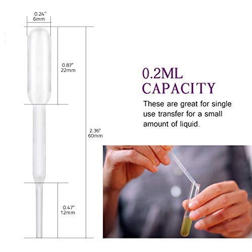 moveland 0.2ml Plastic Mini Transfer Pipettes for Liquid Mixture, 350PCS Disposable Dropper - size: 0.2 ml