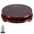 M METERXITY 2 Pack Display Stand, Brown Wooden Stands for Display, Stable Round Base Stand Decor for Fishbowl Planter [Rotation, 5.12'' x 1.38''] - size: 5.12'' Top Diameter