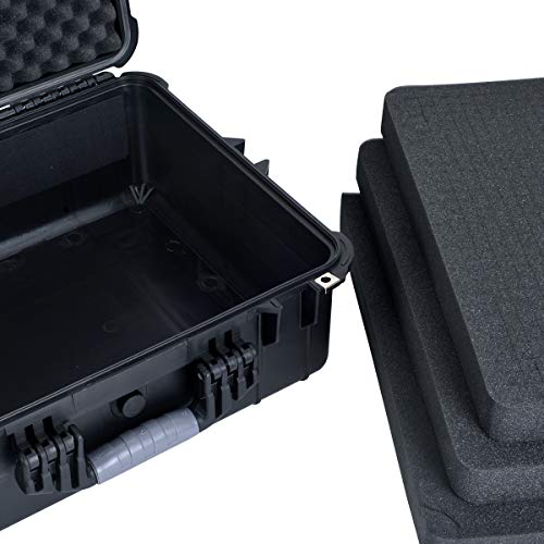 MEIJIA Portable All Weather Waterproof Protective Hard Case,Compact Camera Case with Customizable Fit Foam,Fit Use of Drones,Camera,Equipments, Elegant Black,20.62 x16.85x8.11inches - color: Elegant Black