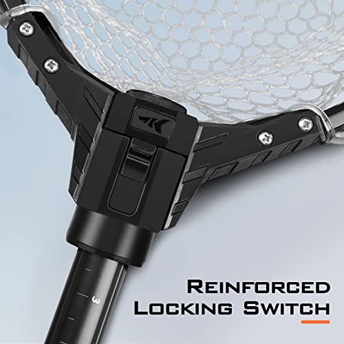 KastKing Brutus Fishing Net, Foldable Extendable Fish Landing Net, Lightweight & Portable Fishing Net with Soft EVA Foam Handle, Holds up to 44lbs/20KG, Fish-Friendly Mesh for a Safe Release - size: 45" Total Length(not extendable), style: Silicone Net Co