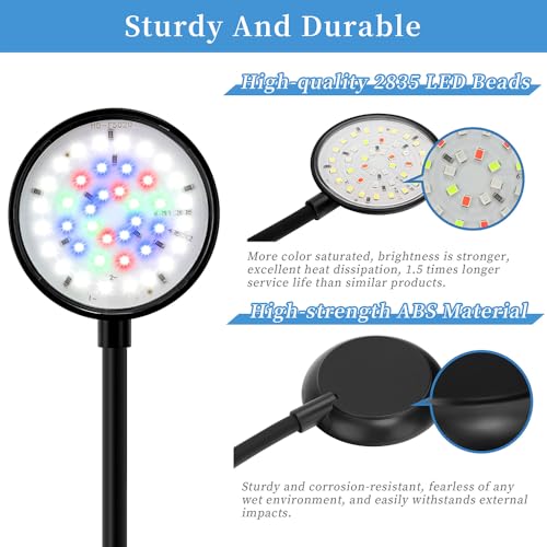 DaToo Mini Clip On Aquarium Light 7W Dimmable Small Fish Tank Light USB Moving Lamp with White Red Blue Green LED for 1 to 3 Gallon Tanks (Pack of 2) - size: Clip Light With Dimmer (Pack of 2)