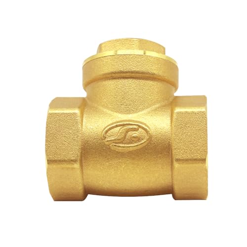 3/4” Female Thread Brass Horizontal Check Valve DN20 One-Way Non-return Swing Check Valve Prevent Water Backflow - size: 3/4" Female