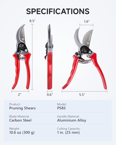 Fondwell 8.5" Bypass Pruning Shears for Gardening: Heavy Duty Garden Clippers Hand Pruners of High Cutting Efficiency - style: 8.5" Bypass