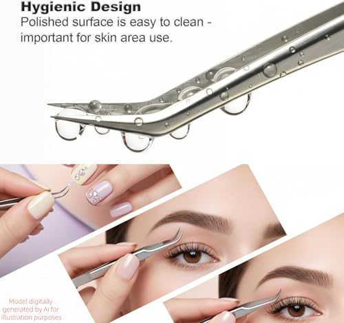 4in1 Precision Stainless Steel Tweezers For Eyelash Extensions, Hair Eyebrow Remove, Blackhead removal
