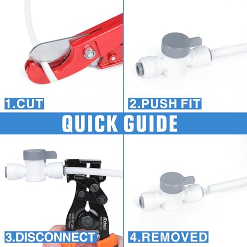 iCrimp Push to Connect Fitting Removal Tool for Disconnect 1/4-in to 3/8-in RO Water Tubing, Air Hose from Quick Push Fit Connectors, for Pneumatic Tools, RO Water Purifier