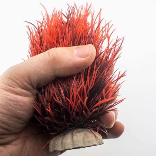 Fish Tank Decorations Aquarium Plants Plastic Artificial Décor (Black Red) - color: Black Red