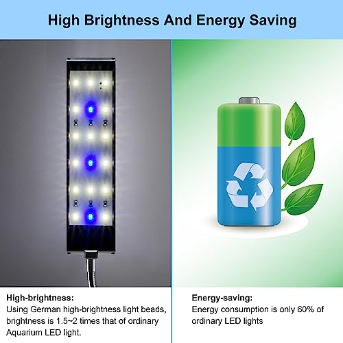 DaToo Aquarium Light Small LED Clip Light for Fish Tank 7W, 1 Yr Warranty - size: 7W (Without Timer & Dimmer)