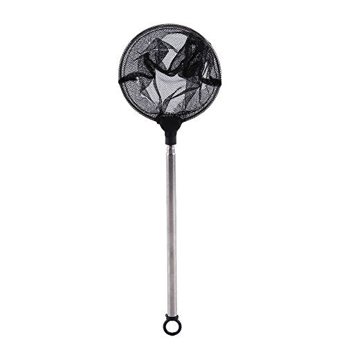 Zerodis Fish Tank Landing Net Fish Tank Cleaning Tools Adjustable from 16Cm to 44Cm with Hanging for Aquarium Shrimp Square Round Landing Net Telescopic - size: Round