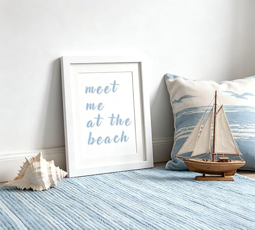 Gschupy Beach Theme Wall Art Set of 6, Light Blue Coastal Canvas Prints with Starfish、Seashell、Palm Tree, Unframed Beach Wall Decor Posters for Apartment Dormitory Coastal Home Decoration 8x10inch - color: Blue Heart Graffiti, size: 8x10in