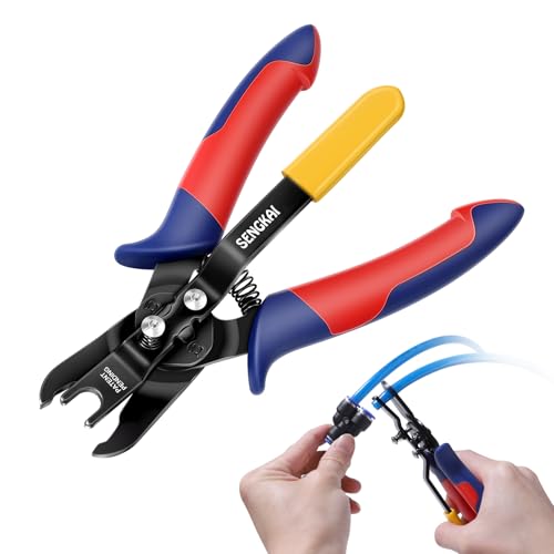 Air Line Removal Tool for 1/4”, 5/16” Push to Connect Fittings, Push-Fit Air Hose Fittings Disconnect Pliers, Quick Connect Release Pliers for 6mm, 8mm Pneumatic Connectors - size: 1/4", 5/16"
