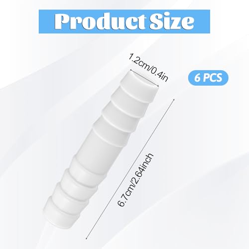6 Pcs Plastic Hose Barb Fitting, 1/2" x 1/2" Pipe Connectors White Plastic Barbed Splicer Adapter Union Fitting for Aquarium Household Adapters Fuel Gas Liquid Air