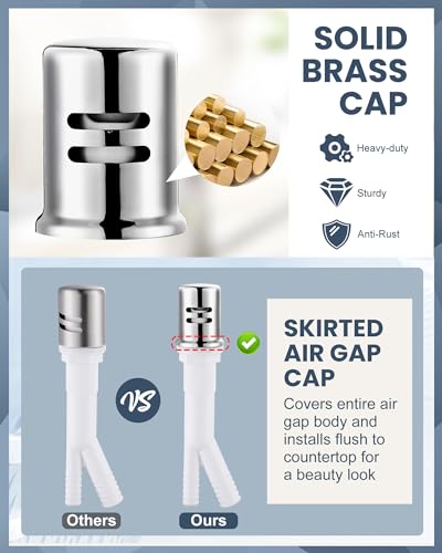 Kitchen Faucet with Air Gap: WOWOW Stainless Steel Kitchen Sink Faucet and Dishwasher Air Gap Kits for Kitchen Sink 2 or 4 Hole, Polished Chrome Kitchen Faucet Combo with Sprayer - color: Chrome, style: Kitchen Faucet with Air Gap Kit