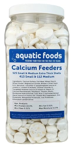 Calcium Feeder Small & Medium Shells. Extra Thick Shells for Shrimp, Snails, Crabs, Crayfish, Hermit Crabs and All Tropical Fish…525 Count Jar - size: 525 Count (Pack of 1)
