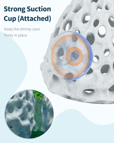 Uniclife Shrimp Cave, Shrimp Hides for Aquarium, Realistic Plastic Aquarium Coral Rock Decorations with Suction Cup, Betta Hideout Tank Accessories for Fish Tank Decor, Hiding & Resting - color: White