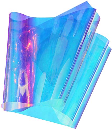 Holographic Decorative Iridescent Window Film Adhesive Glass Film Chameleon Rainbow Effect for Home Decal DIY Christmas Party Decoration, 35.4Inch x 16.5Feet, Cool Color - color: Cool Color, size: 35.4Inch x 16.5Feet