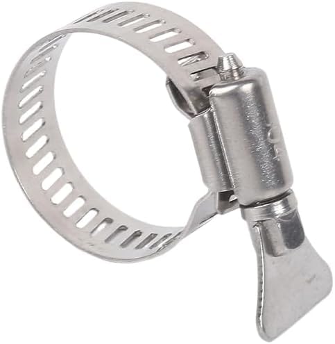 10-Pack 304 Stainless Steel Hose Clamps with Adjustable Thumb Screw, Key-Type Design, 8mm Bandwidth, Ideal for Plumbing, Automotive, and Machinery Applications (Size:10-16mm(3/8"-5/8") - size: Size:10-16mm(0.394"-0.63")