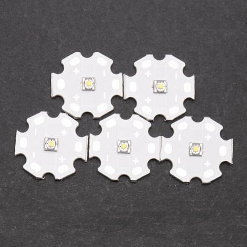 5Pcs 3W White 3535 SMD Super Bright High Power LED Chip with Aluminum Plate 20mm Star PCB Base Heat Sink for DIY Lighting & Bulb Chip Replacement(120deg,White 6500K-7000K,DC 3.4-3.6V,700mA) - color: White6500-7000k&120deg