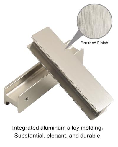 5 Pack Stick On Cabinet Dresser Handles Self Adhesive Drawer Pulls 4" Long Brushed Nickel Shower Door Handle Peel and Stick Sliding Closet Door Handles - color: H-Brushed Nickel, size: 4 Inch