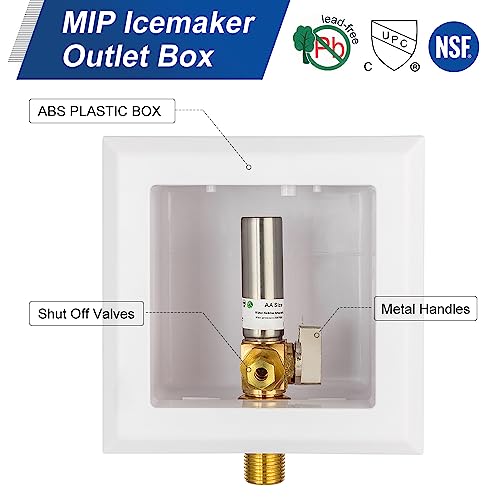 EFIELD Universal Ice Maker Box,1/2-Inch Sweat MIP Inlet with Installed 1/4-Turn Ball Valve with Stainless Steel Water Hammer Arrestor,(IM030) - size: with SS Arrestor, style: MIP