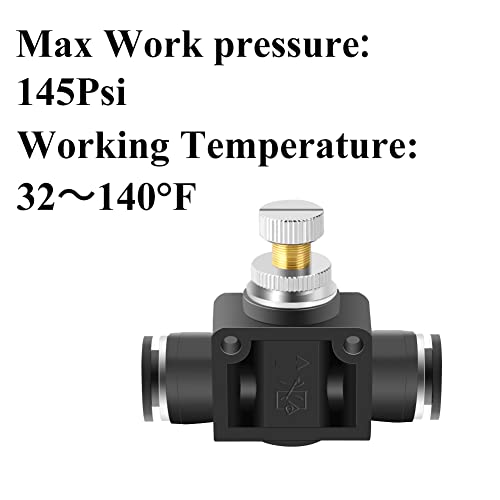 Beduan 3/8" x 3/8" Tube OD Air Flow Control Valve with Push-to-Connect Fitting Speed Controller Union Straight SCF-3/8 (Pack of 5) - size: 3/8" Tube OD(5Pcs)