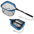 Yeahmart Floating Fishing Landing Net for Fresh & Saltwater, Foldable Telescopic Pole with Rubber Coated Mesh, Portable Collapsible Fish Net Gear for Kayak Boat Trout Bass, Blue, 31.5/39.3/47.2 inch - size: 31.5" Total Length (Fixed Handle)