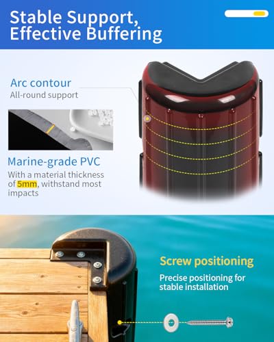 OCEANBROAD Dock Corner Bumpers, Heavy-Duty Marine Guard for Dock Corner & Edge Protection, UV-Resistant PVC with Stainless Steel Hardware, Vertical Installation for Straight Corners - style: 6 Pack
