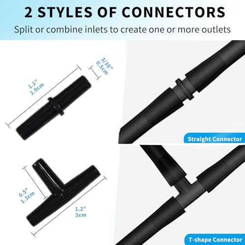 Premium 25FT 3/16inch Air Hose for Aquarium with Connector,Check Valve, Control Valve Accessories (Black, 25 ft.) - color: Black, size: 25 ft.