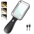 10X Magnifying Glass with Light, Rechargeable Magnifier with 3 Color Modes, Lighted Magnifying Glass Handheld for Seniors Reading Low Vision, Inspection, Close Work - style: 10X Magnifier with LIght